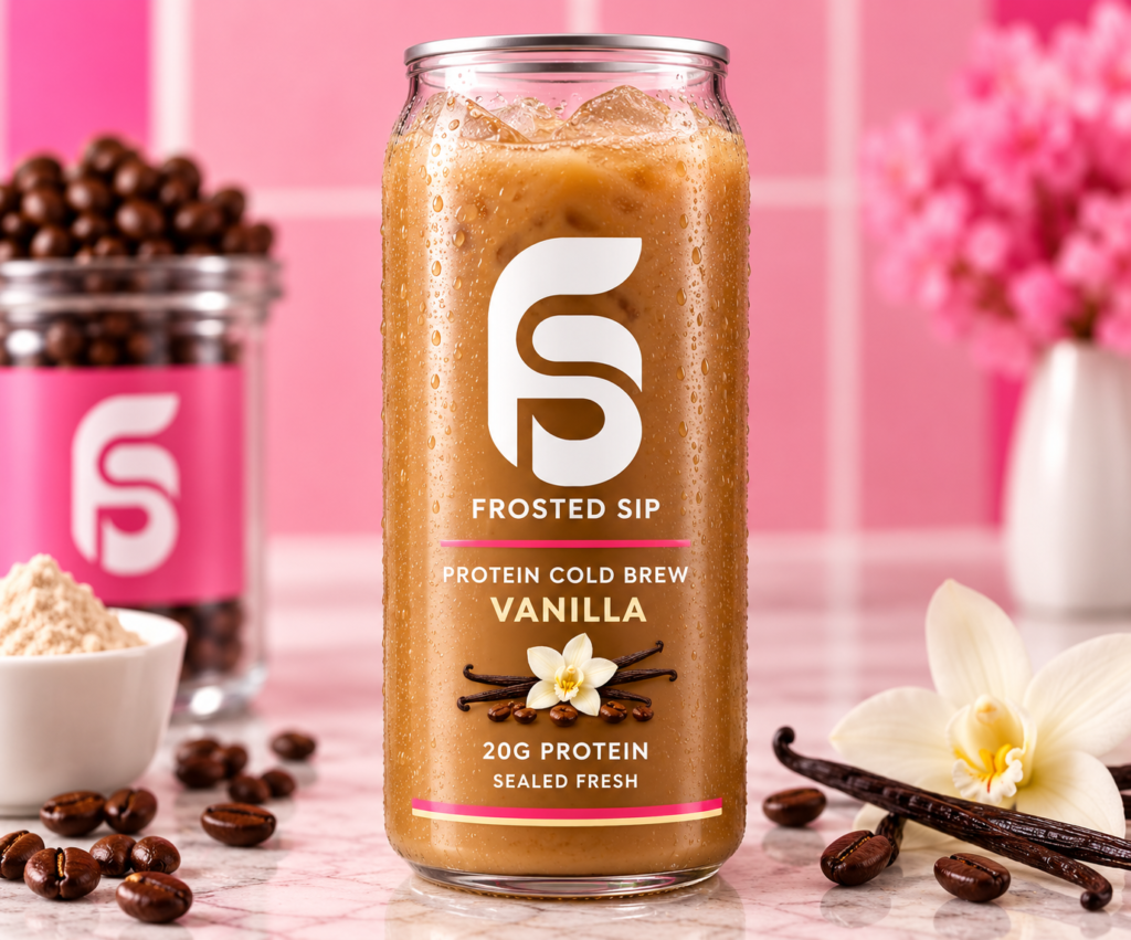 Vanilla protein cold brew coffee from The Frosted Sip