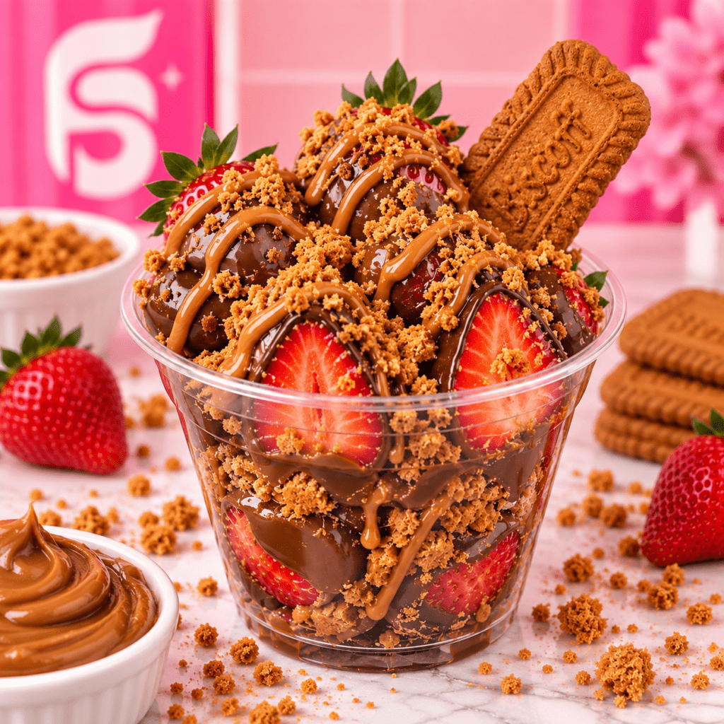Biscoff chocolate covered strawberries from The Frosted Sip
