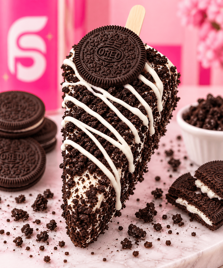 Oreo dipped cheesecake on a stick from The Frosted Sip